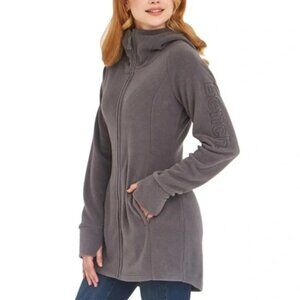 BENCH Jacket Polar Fleece Long Zip Up Gray Soft Cozy Winter Fall Women's Size XL